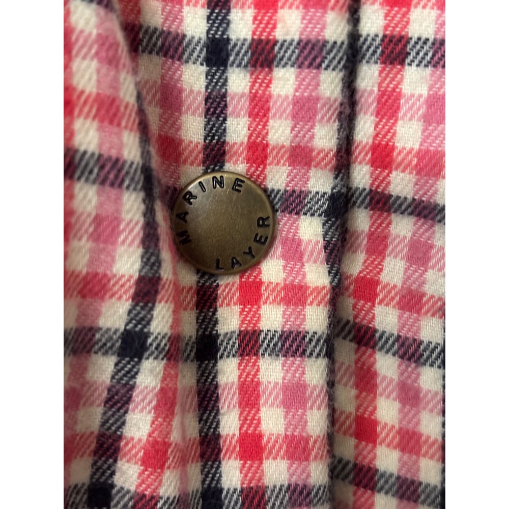 Marine Layer Pink Plaid Puffer Jacket Holiday 2022 Snap Front XL 15516 - Picture 3 of 9